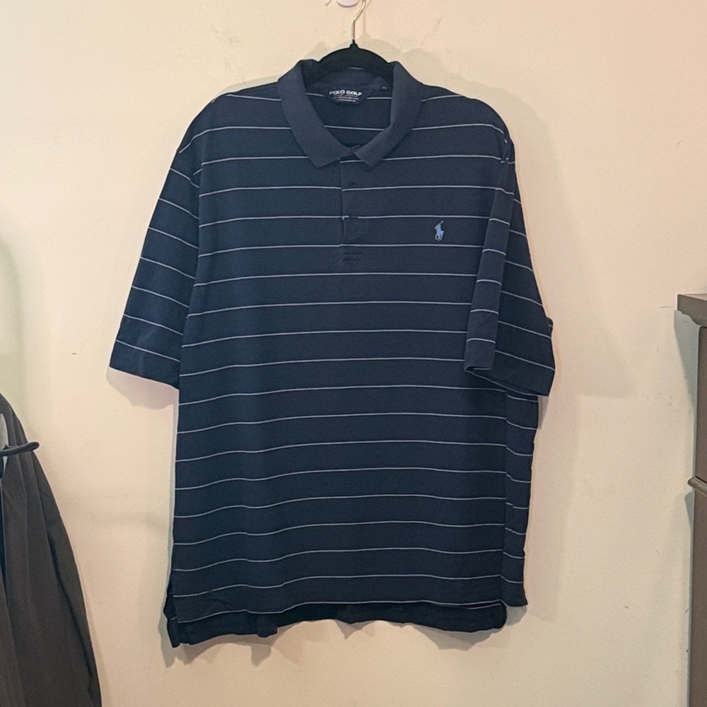 Polo by Ralph Lauren Men's Dark Blue Striped Polo XXL